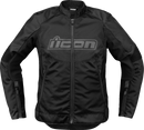 ICON Women's Overlord3™ Jacket in Black – Size Medium with Advanced Impact Protection and Ventilation