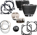 S&S CYCLE 136 " Big Bore Cylinder Kit -Black Granite/ Highlighted Fins - M8 910-0850