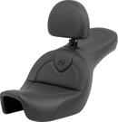 SADDLEMEN Roadsofa™ Seat - with Backrest - Black/Black Stitching - FXD '06-'17 806-04-187BR