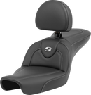 SADDLEMEN Roadsofa™ Carbon Fiber Seat - Carbon Fiber - with Backrest - FXD '96-'03 896-04-185BR