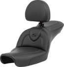 SADDLEMEN Roadsofa™ Seat - with Backrest - Black/Black Stitching - FXD '96-'03 896-04-187BR