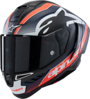 ALPINESTARS Supertech R10 Helmet - Team - Matte Black/Carbon Red Fluo/Blue - Medium 8200224-1383-M