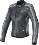 ALPINESTARS Stella Dyno Leather Jacket - Black Tar Gray/Dark Gray - Small 3113924-1296-S