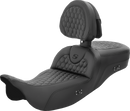 SADDLEMEN RoadSofa™ Seat - Honeycomb - with Backrest - Extended Reach - Heated - FL '08-'23 808-07B-190BRHC