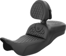 SADDLEMEN RoadSofa™ Seat - Honeycomb - with Backrest - Extended Reach - FL '08-'24 808-07B-190BR