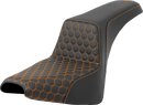 SADDLEMEN Step-Up Seat - Honeycomb - Orange Stitching - FXBB/FXST '18-'24 818-30-17703
