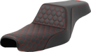 SADDLEMEN Step-Up Seat - Honeycomb - Red Stitching - 3.3 Gal Tank - Sportster '04-'22 807-11-17704