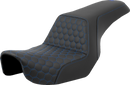SADDLEMEN Step-Up Seat - Honeycomb - Blue Stitching - Dyna '06-'17 806-04-17701