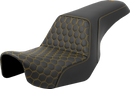 SADDLEMEN Step-Up Seat - Honeycomb - Gold Stitching - Dyna '06-'17 806-04-17707