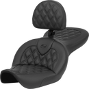 SADDLEMEN Roadsofa™ Seat - with Backrest - Lattice Stitch - FXDWG '96-'23 896-05-182BR