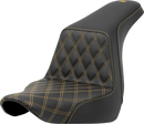 SADDLEMEN Step-Up Seat - Front Lattice Stitch - Gold Stitch - FXLR/FLSB '18-'24 818-29-17207
