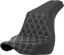 SADDLEMEN Step-Up Seat - Front Lattice Stitch - White Stitch - FXLR/FLSB '18-'24 818-29-17206