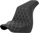 SADDLEMEN Step-Up Seat - Front Lattice Stitch - Silver Stitch - FXLR/FLSB '18-'24 818-29-17205