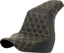 SADDLEMEN Step-Up Seat - Full Lattice Stitch - Gold Stitch - FXLR/FLSB '18-'21 818-29-17507