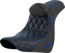 SADDLEMEN Pro Series SDC Performance Seat - w/ Backrest - Blue Stitch - FL/FX '18-'23 SC81829BLURT