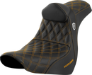 SADDLEMEN Pro Series SDC Performance Seat - w/ Backrest - Gold Stitch - FL/FX '18-'23 SC81829GOLRT