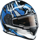 Z1R Warrant Snow Helmet Neuron Blue/White XS with Dual Pane Anti-Fog Shield and Drop-Down Sun Visor