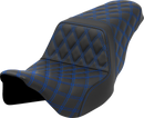 SADDLEMEN Step-Up Seat - Lattice Stitch - Blue Stitch - FLH/FLT '08-'23 808-07B-17501