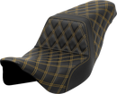 SADDLEMEN Step-Up Seat - Lattice Stitch - Gold Stitch - FLH/FLT '08-'23 808-07B-17507