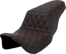 SADDLEMEN Step-Up Seat - Lattice Stitch - Red Stitch - FLH/FLT '08-'23 808-07B-17504