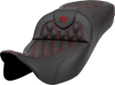 SADDLEMEN Extended Reach Roadsofa™ Seat - Lattice Stitch - Red Stitch - without Backrest - FL '08-'24 808-07B-18404