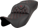 SADDLEMEN Extended Reach Roadsofa™ Seat - Lattice Stitch - Burgundy Stitch - without Backrest - FL '08-'24 808-07B-18408