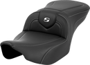 SADDLEMEN Roadsofa™ Seat - Carbon Fiber - Silver Stitch/Silver Logo - without Backrest - FL '23-'24 823-07-185