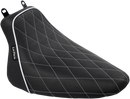 LE PERA Bare Bones Solo Seat - Diamond Stitch w/ White Stitching/Piping - Black - Softail - FL '08-'17 LXE-007DMWTP
