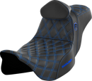SADDLEMEN Pro Series SDC Performance Seat - w/ Backrest - Blue Stitch - FLH/FLT '08-'23 SC80807BLURT