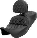 SADDLEMEN Roadsofa™ Seat - with Backrest - Lattice Stitch - Carbon Fiber - FL '08-'23 808-07B-206C0
