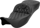SADDLEMEN Roadsofa™ Extended Reach Seat - without Backrest - Lattice Stitch - Carbon Fiber - FL '08-'24 808-07B-20700