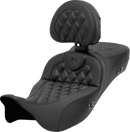 SADDLEMEN Roadsofa™ Extended Reach Seat - with Backrest - Lattice Stitch - Carbon Fiber - FL '08-'23 808-07B-207C0