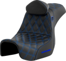 SADDLEMEN Pro Series SDC Performance Seat - w/ Backrest - Blue Stitch - Dyna '06-'17 SC80604BLURT