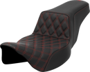 SADDLEMEN Step-Up Seat - Front Lattice Stitch - Red Stitch - Extended Reach - FLH/FLT '08-'23 808-07E-17204