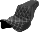 SADDLEMEN Step-Up Seat - Front Lattice Stitch - White Stitch - Extended Reach - FLH/FLT '08-'23 808-07E-17206