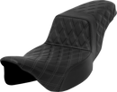 SADDLEMEN Step-Up Seat - Lattice Stitch - Dark Gray Stitch - Extended Reach - FLH/FLT '08-'23 808-07E-17502