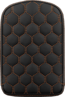 SADDLEMEN RoadSofa™ Sissy Bar Pad - Honeycomb - Orange Stitching 041149ORA