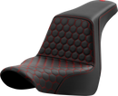 SADDLEMEN Step-Up Seat - Honeycomb - Red Stitching - FL/FX '18-'24 818-29-17704