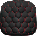 SADDLEMEN Sissy Bar Pad - Honeycomb - Red Stitching 040749RED