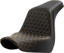 SADDLEMEN Step-Up Seat - Honeycomb - Gold Stitching - FL/FX '18-'24 818-29-17707