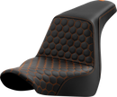 SADDLEMEN Step-Up Seat - Honeycomb - Orange Stitching - FL/FX '18-'24 818-29-17703