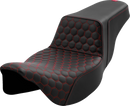SADDLEMEN Step-Up Seat - Honeycomb - Extended Reach - Red Stitching - FL '08-'23 808-07B-17804