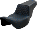 SADDLEMEN Step-Up Seat - Honeycomb - Extended Reach - Blue Stitching - FL '08-'23 808-07B-17801