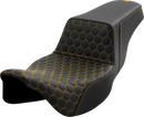 SADDLEMEN Step-Up Seat - Honeycomb - Extended Reach - Gold Stitching - FL '08-'23 808-07B-17807