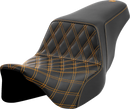 SADDLEMEN Step-Up Seat - Front Lattice Stitch - Gold Stitch - FLH/FLT '08-'23 808-07B-17207