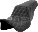 SADDLEMEN Step-Up Seat - Front Lattice Stitch - Dark Gray Stitch - FLH/FLT '08-'23 808-07B-17202