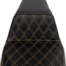 SADDLEMEN Step-Up Seat - Front Lattice Stitch - Gold Stitch - FLH/FLT '08-'23 808-07B-17207