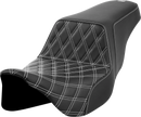 SADDLEMEN Step-Up Seat - Front Lattice Stitch - White Stitch - FLH/FLT '08-'23 808-07B-17206