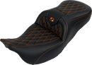 SADDLEMEN Roadsofa™ Seat - with Backrest - Orange Stitch - FL '08-'23 808-07B-182B3