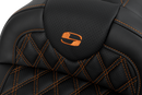 SADDLEMEN Roadsofa™ Seat - with Backrest - Orange Stitch - FL '08-'23 808-07B-182B3